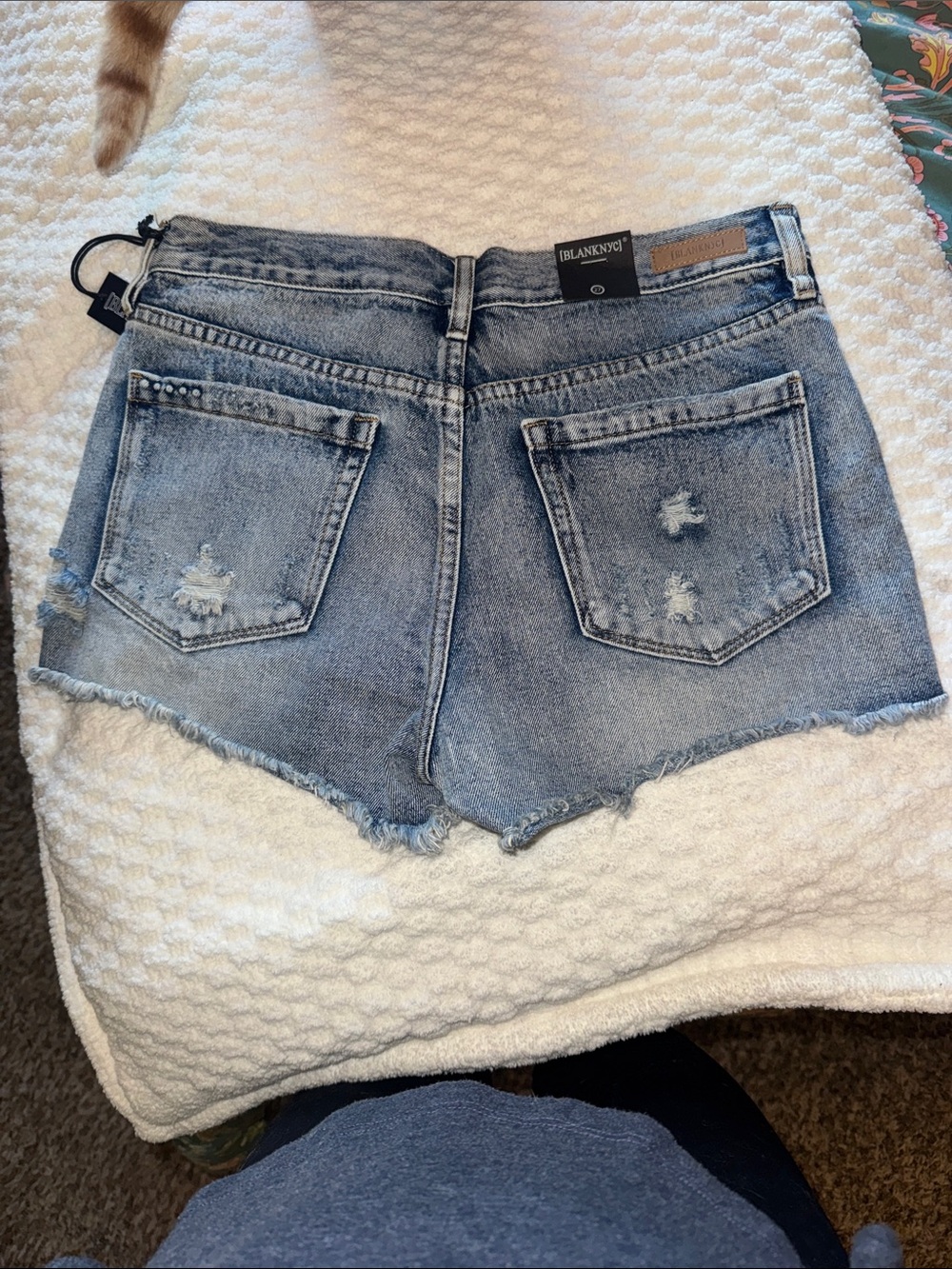 Blank NYC Light Blue Distressed Denim Shorts - Picture 4 of 4